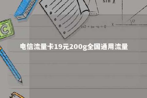 电信流量卡19元200g天下通用流量