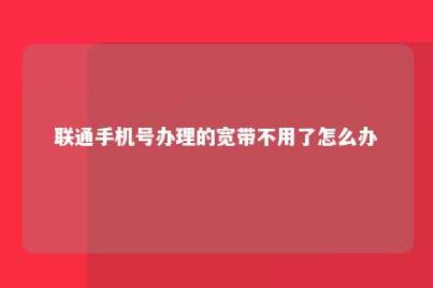 联通手机号治理的宽带不必了怎么办