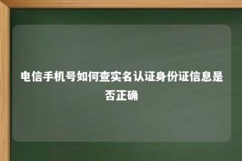 电信手机号怎样查实名认证身份证信息是否准确