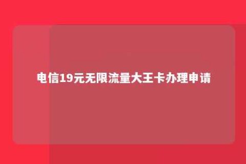 电信19元无限流量大王卡治理申请